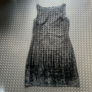Donna Morgan Dress Black Sheath Polka Dot Burn Out Velvet Lined Sleeveless 10